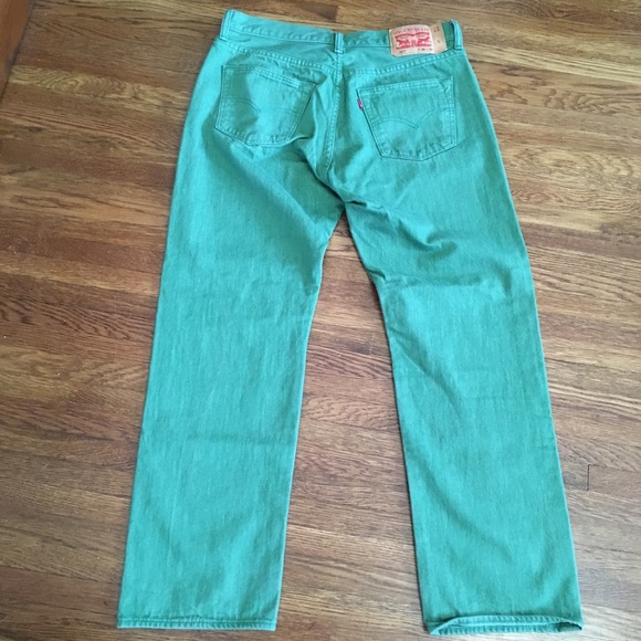 SOLD Levis 501 green button fly jeans 36 x 32 men - Picture 6 of 8